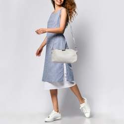 Burberry Light Grey Textured Leather Chichester Crossbody Bag