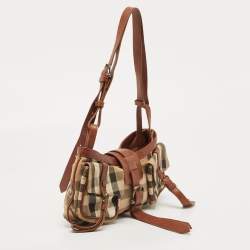 مملوكة مسبقًا Burberry Prorsum Beige/Brown House Check Canvas and Leather Cinda Shoulder bag