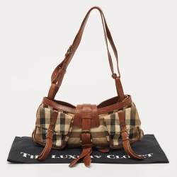 مملوكة مسبقًا Burberry Prorsum Beige/Brown House Check Canvas and Leather Cinda Shoulder bag