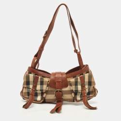 Burberry Prorsum Beige/Brown House Check Canvas and Leather