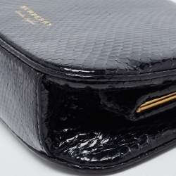 Burberry Black Python Kisslock Frame Clutch Bag 