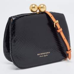 Burberry Black Python Kisslock Frame Clutch Bag 