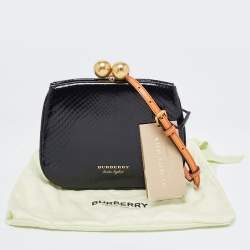 Burberry Black Python Kisslock Frame Clutch Bag 