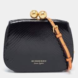 Burberry Black Python Kisslock Frame Clutch Bag 