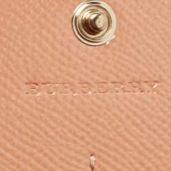 Pre Owned Burberry Coral Patent Leather Flap Continental Wallet