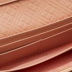 Pre Owned Burberry Coral Patent Leather Flap Continental Wallet