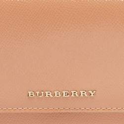 Pre Owned Burberry Coral Patent Leather Flap Continental Wallet
