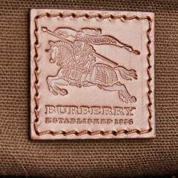 Pre Owned Burberry Brown/Beige House Check Fabric and Leather Bridle Satchel