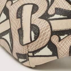 Pre Owned Burberry Beige TB Monogram Print Coated Canvas and Leather Sonny Bum Bag