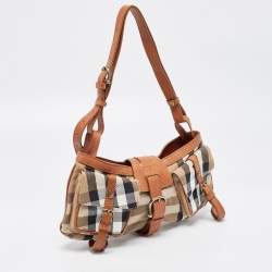 مملوكة مسبقًا Burberry Brown/Beige House Check Canvas and Leather Cinda Shoulder bag