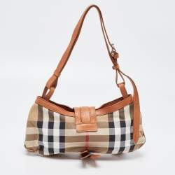 مملوكة مسبقًا Burberry Brown/Beige House Check Canvas and Leather Cinda Shoulder bag