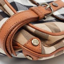 مملوكة مسبقًا Burberry Brown/Beige House Check Canvas and Leather Cinda Shoulder bag