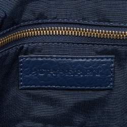 Pre Owned Burberry Blue Heritage Check Embossed Leather Small Orchard Bowler Bag