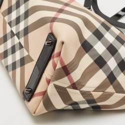 Pre Owned Burberry Black/Beige Super Nova Check PVC and Patent Leather Regent Tote