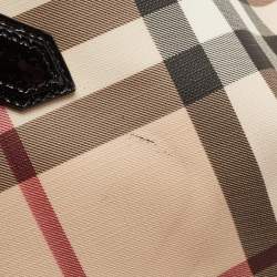 Pre Owned Burberry Black/Beige Super Nova Check PVC and Patent Leather Regent Tote