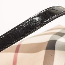 Pre Owned Burberry Black/Beige Super Nova Check PVC and Patent Leather Regent Tote