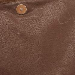 Pre Owned Burberry Beige/Tan Haymarket Check Coated Canvas and Leather Flap Crossbody Bag