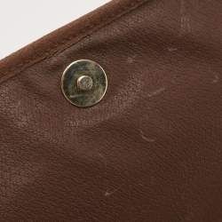 Pre Owned Burberry Beige/Tan Haymarket Check Coated Canvas and Leather Flap Crossbody Bag