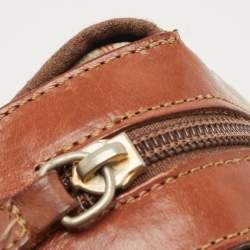 Pre Owned Burberry Beige/Tan Haymarket Check Coated Canvas and Leather Flap Crossbody Bag