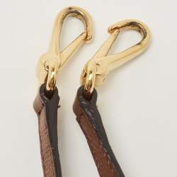 Pre Owned Burberry Brown/Beige House Check Fabric and Leather Small Banner Tote