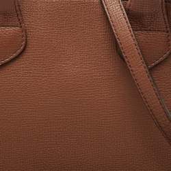 Pre Owned Burberry Brown/Beige House Check Fabric and Leather Small Banner Tote