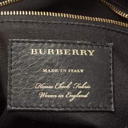 Pre Owned Burberry Brown/Beige House Check Fabric and Leather Small Banner Tote