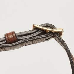 Pre Owned Burberry Brown/Beige House Check Fabric and Leather Small Banner Tote