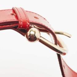 Pre Owned Burberry Red Quilted Nylon and Patent Leather Brooke Hobo