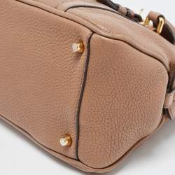 Pre Owned حقيبة كروس بربري بفيونكة صغيرة جلد حُبيبي بني
