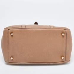 Pre Owned حقيبة كروس بربري بفيونكة صغيرة جلد حُبيبي بني