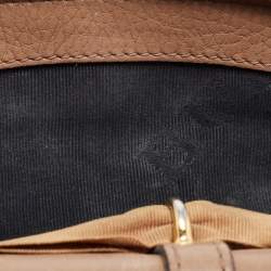 Pre Owned حقيبة كروس بربري بفيونكة صغيرة جلد حُبيبي بني