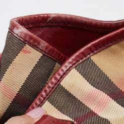 Burberry Dark Red/Beige House Check Canvas and Leather Small Canterbury Tote