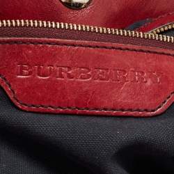 Burberry Dark Red/Beige House Check Canvas and Leather Small Canterbury Tote