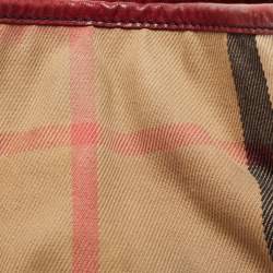 Burberry Dark Red/Beige House Check Canvas and Leather Small Canterbury Tote