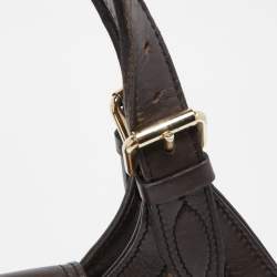 Pre Owned Burberry Brown/Beige Haymarket Check PVC and Leather Buckle Flap Bag