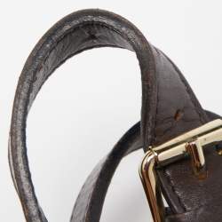 Pre Owned Burberry Brown/Beige Haymarket Check PVC and Leather Buckle Flap Bag