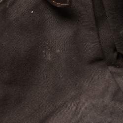 Pre Owned Burberry Brown/Beige Haymarket Check PVC and Leather Buckle Flap Bag