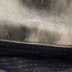 Pre Owned Burberry Metallic/Beige Housecheck PVC and Patent Leather French Wallet