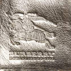 Pre Owned Burberry Metallic/Beige Housecheck PVC and Patent Leather French Wallet