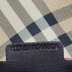 Pre Owned Burberry Beige/Brown Haymarket Check PVC and Leather Small Canterbury Tote