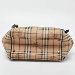 Pre Owned Burberry Beige/Brown Haymarket Check PVC and Leather Small Canterbury Tote