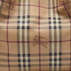 Pre Owned Burberry Beige/Brown Haymarket Check PVC and Leather Small Canterbury Tote