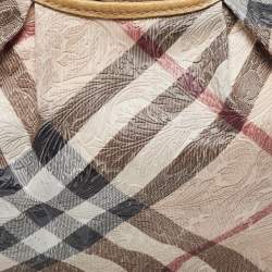 Burberry Beige Lasercut Nova Check Coated Canvas And Leather Brooklyn Hobo
