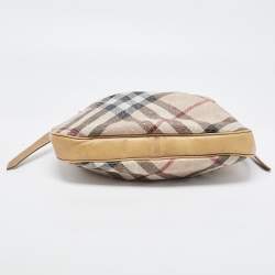 Burberry Beige Lasercut Nova Check Coated Canvas And Leather Brooklyn Hobo