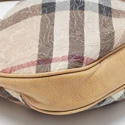 Burberry Beige Lasercut Nova Check Coated Canvas And Leather Brooklyn Hobo