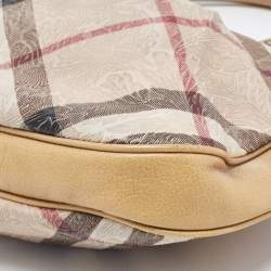 Burberry Beige Lasercut Nova Check Coated Canvas And Leather Brooklyn Hobo