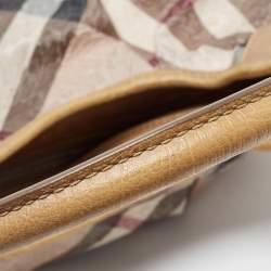 Burberry Beige Lasercut Nova Check Coated Canvas And Leather Brooklyn Hobo