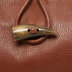 Pre Owned Burberry Brown Leather And Haymarket Coated Canvas Nova Tooth Shoulder Bag