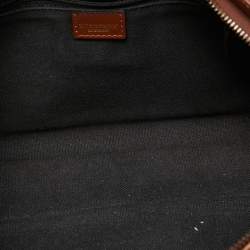 Pre Owned Burberry Brown Leather And Haymarket Coated Canvas Nova Tooth Shoulder Bag