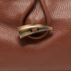 Pre Owned Burberry Brown Leather And Haymarket Coated Canvas Nova Tooth Shoulder Bag